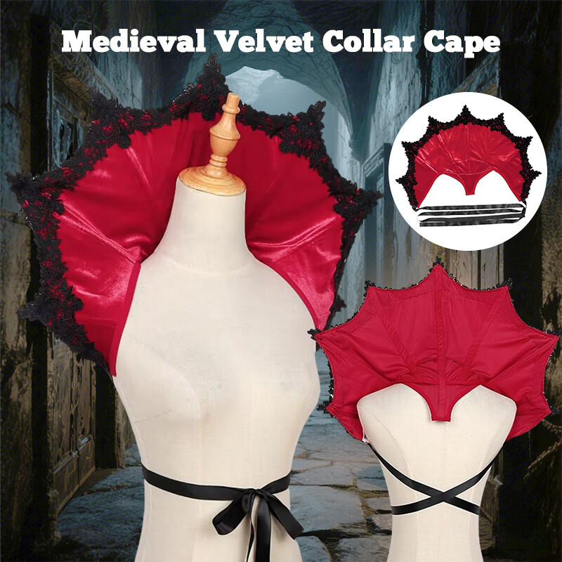Gothic Velvet Cape Collar ฮาโลวีนคอสเพลย์ Accessories เครื่องแต่งกาย