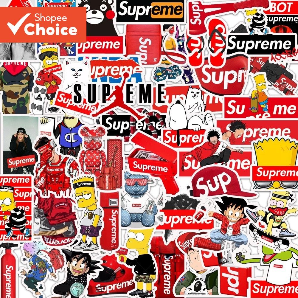 Fashon Supreme สติกเกอร์ 50 ชิ้นสําหรับโน้ตบุ๊คเคสโทรศัพท์รูปลอกหมวกกันน็อค