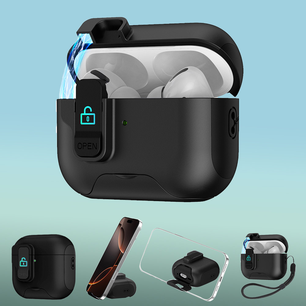 ด้วย ล็อคความปลอดภัย หูฟัง กรณี For Airpods 4 3 2 1 Pro 2 Pro2 ฝาปิดหูฟังกันกระแทก Air Pods 4 Pro 2 Pro2 3 2 1 เคสหูฟัง