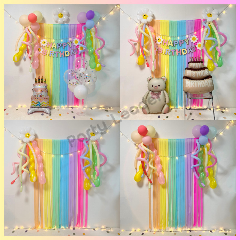 ส่งสินค้าทุกวัน ม่านสายรุ้ง สัตว์บอลลูน แบนเนอร์สําหรับวันเกิด Party Decor