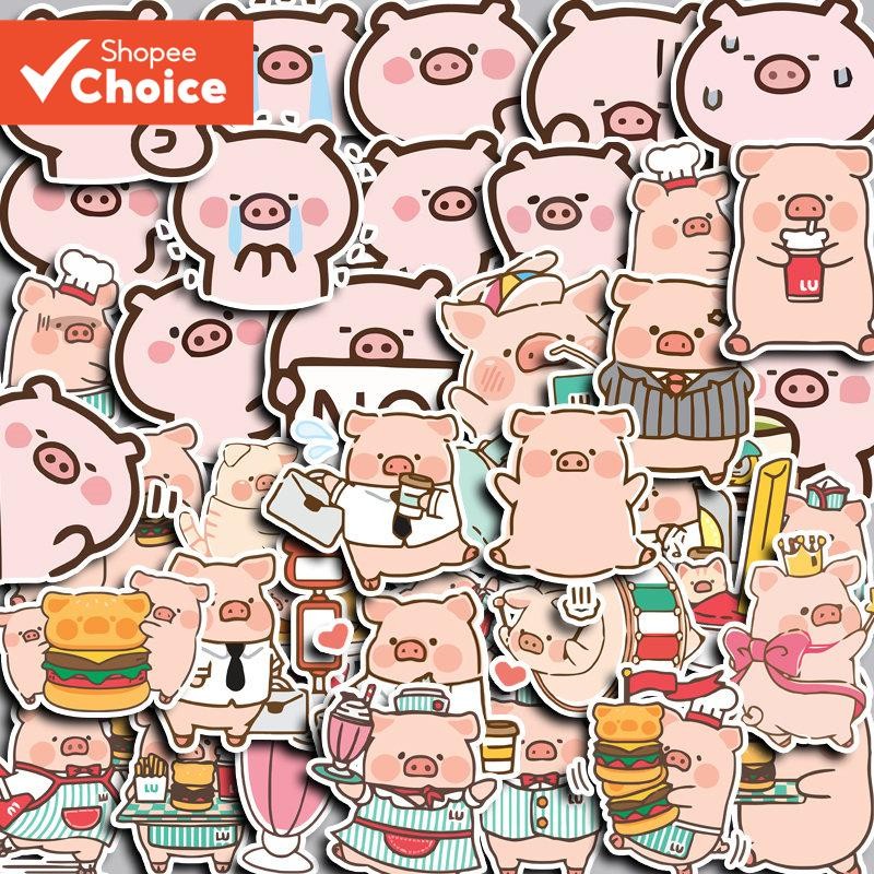 สติกเกอร์หมูน่ารัก40ชิ้น ทําเอง คอมพิวเตอร์แล็ปท็อป วาชิ สมุดสติ๊กเกอร์กันน้ําศิลปะหัตถกรรมเครื่องเขียน