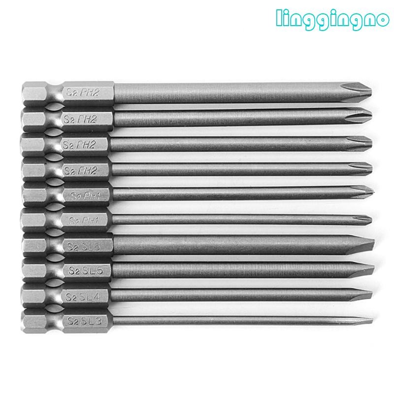 RR 10 ชิ้นแม่เหล็ก Slotted PH2 ไขควงบิต S2 เหล็ก 1 4 Hex Shank 100 มม.