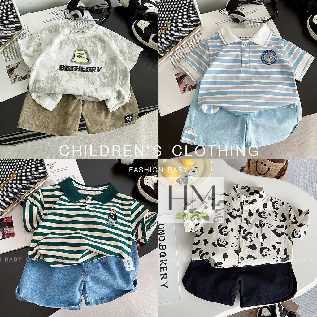 เสื้อผ้าแฟชั่นเด็ก เสื้อผ้าเด็กผู้ชาย เท่ๆสไตล์เกาหลี ชุดเซ็ต 2 ชิ้น Size80-120cm