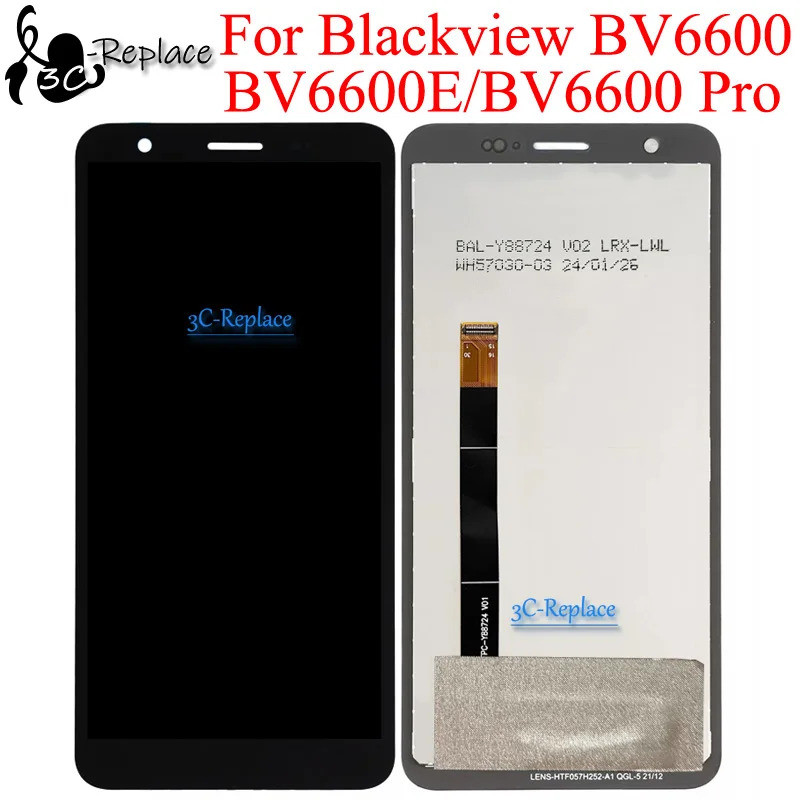 สีดํา 5.7 นิ้วสําหรับ Blackview BV6600 Blackview BV6600E BV6600 Pro LCD DIsplay หน้าจอสัมผัสแผง Digi