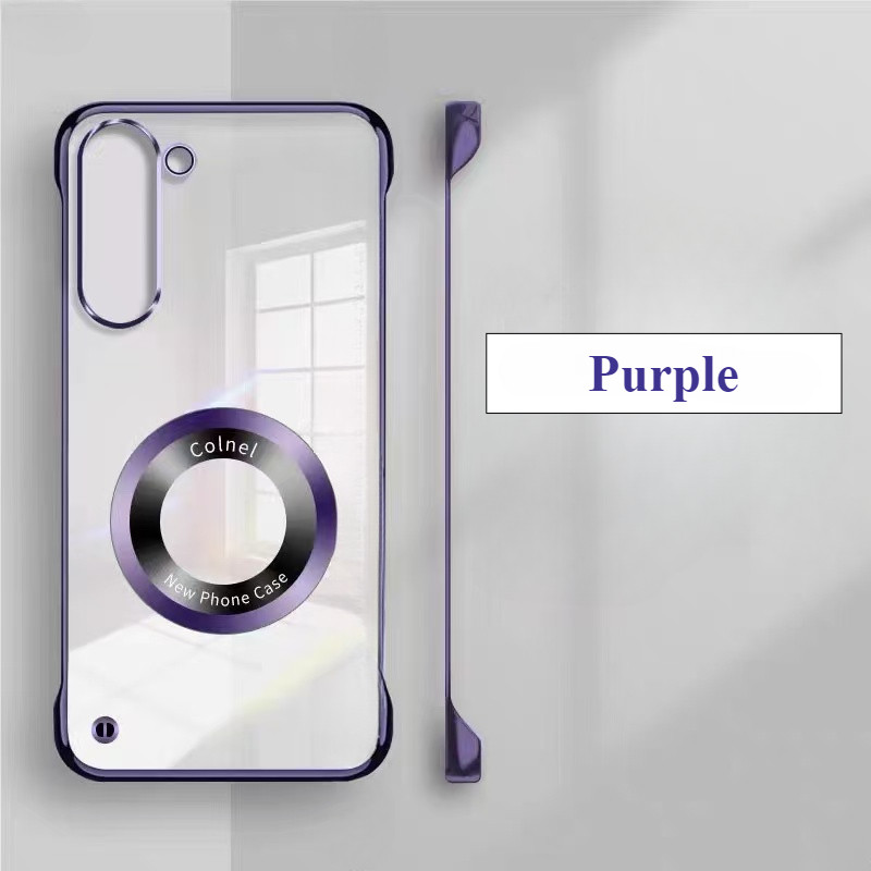 สําหรับ Samsung Galaxy S25 S24 S23 S22 Ultra Plus FE S21Ultra 5G Ultra Thin Magnetic Plating Frameless Case Hard PC Clear ป้องกัน