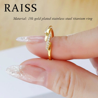 แหวนไทเทเนียมสแตนเลสชุบทอง 18K ดีไซน์หลายชั้นพร้อมคริสตัลแฟช…