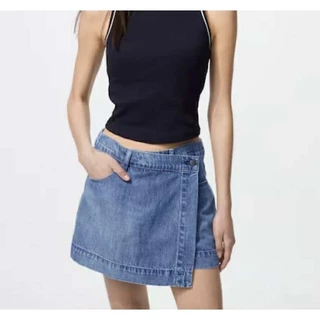 กางเกงกระโปรง Denim เดนิม ผู้หญิงสีพื้น