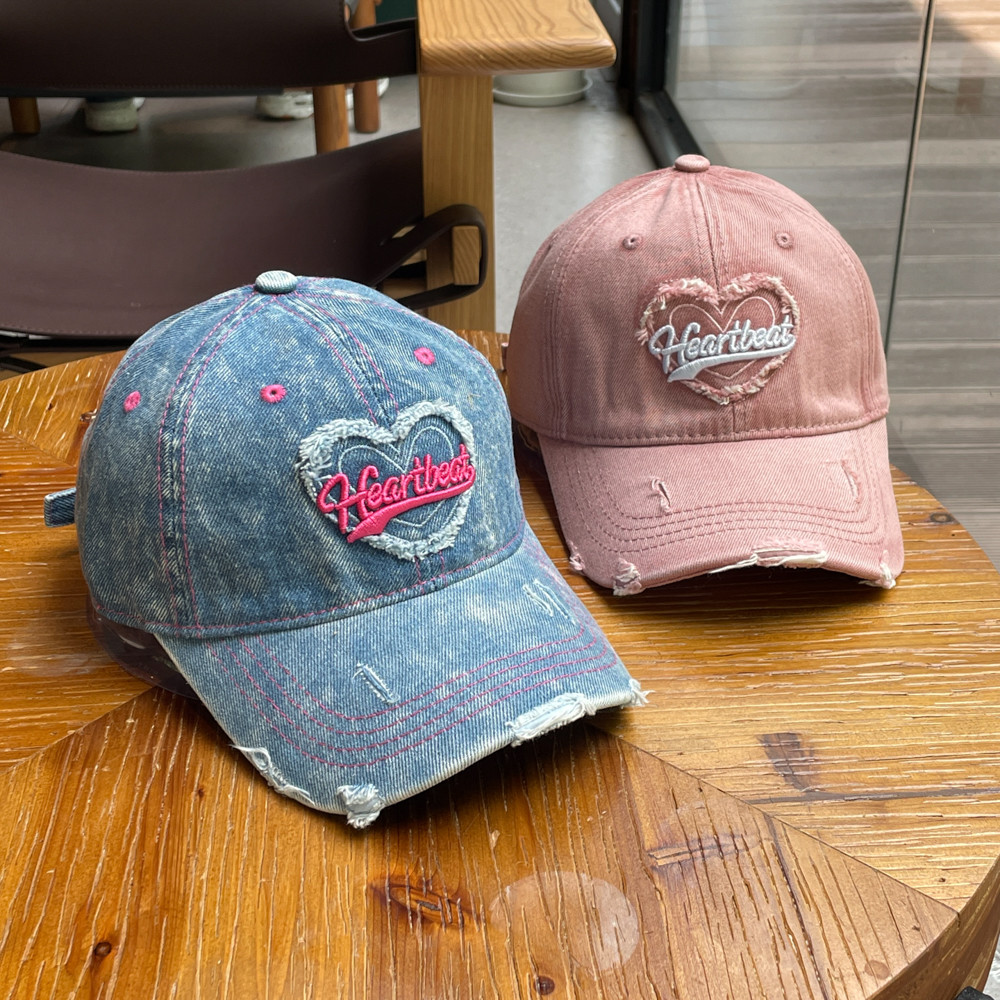 Washed Cowboy Baseball Cap Hole Distressed Face-look Peaked Cap