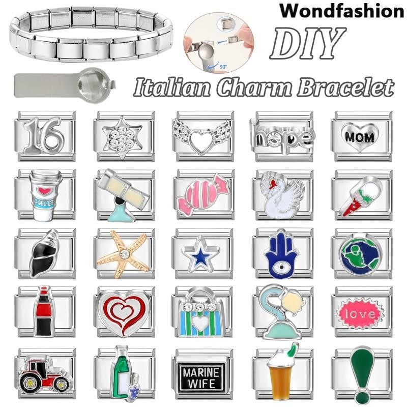 Swan Love Wings อิตาเลี่ยน Charm สร้อยข้อมือ Fit 9 มม.สร้อยข้อมือสแตนเลส DIY เครื่องประดับทําอุปกรณ์เสริม Retro บุคลิกภาพโมดูลสร้อยข้อมืออุปกรณ์เสริม