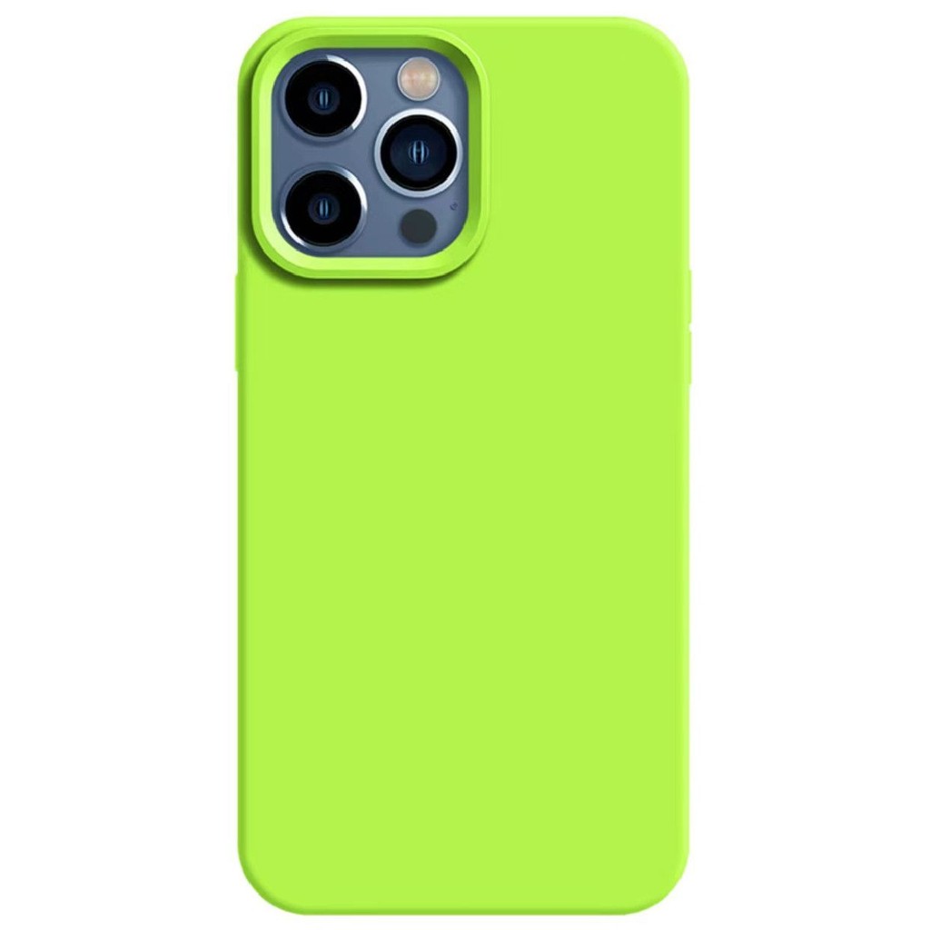 ฝาครอบรูกล้องขนาดใหญ่สําหรับ Apple iPhone 7 8 Plus XR XS Max 11 12 13 14 15 16 Pro Max 14Plus 15Plus 16Plus Soft TPU Fluorescent Green Logo Design