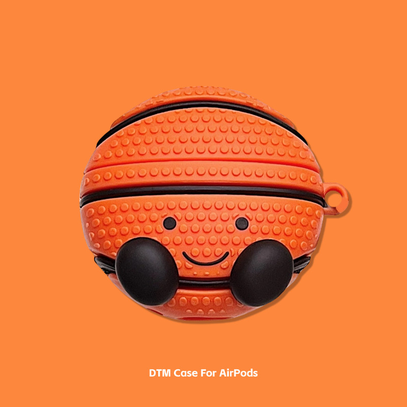 For AirPods 4 Case 3D Cartoon Basketball AirPods 3 Silicone Soft Case Cartoon Basketball Keychain Pe