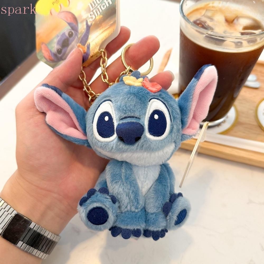 SPARKLE Lilo Stitch จี้ Plush,การ์ตูน Stitch Key Chain,Bowknot Furry ภาพยนตร์ Merchanting น่ารัก Stitch พวงกุญแจของขวัญเพื่อน
