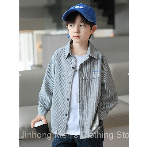 ท็อปส์ซูเด็กชาย 2025 เสื้อผ้าเด็กใหม่ เสื้อเชิ้ตแขนยาวสไตล์สำหรับเด็กชาย