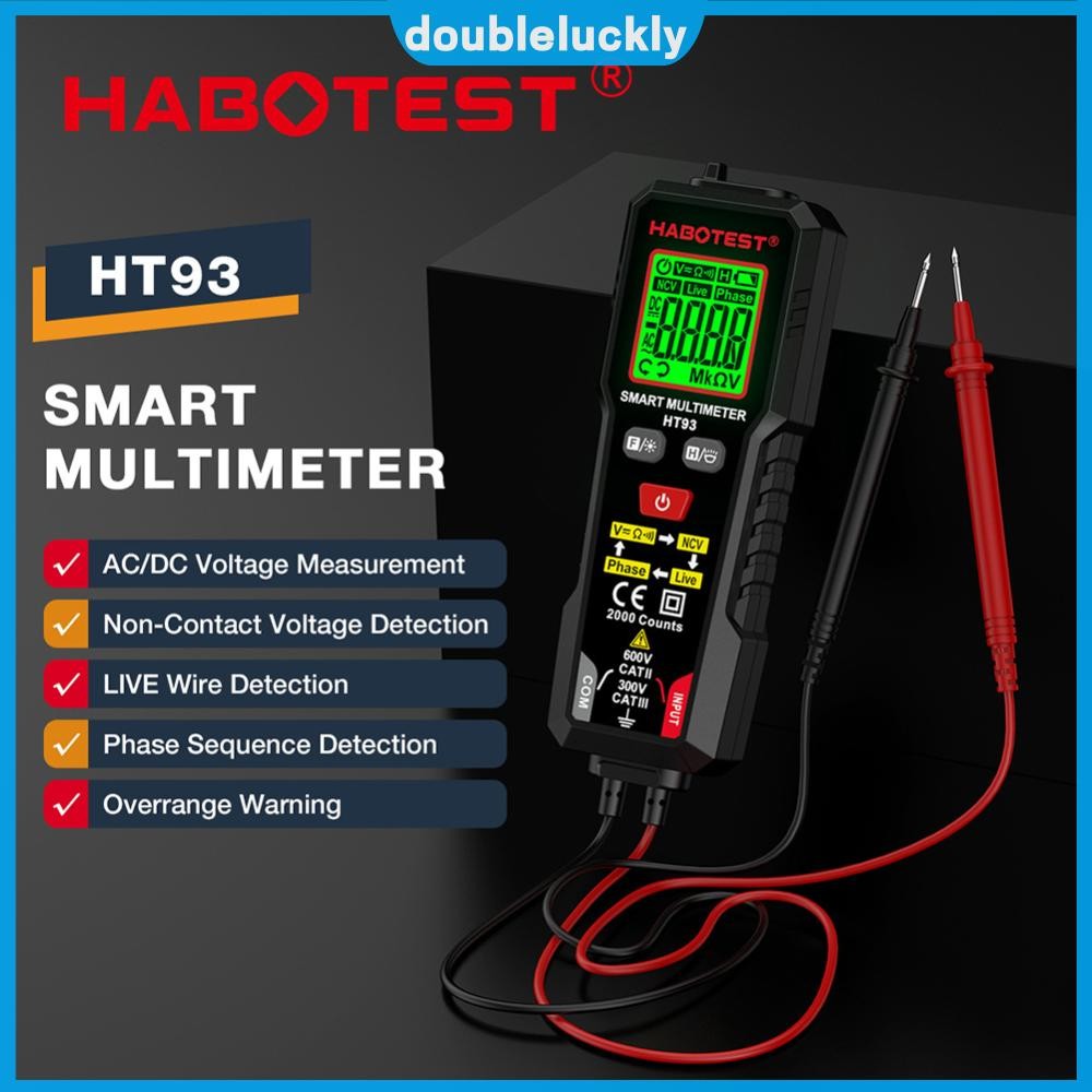 🔥Hot🔥 Ht93 มัลติมิเตอร์แบบดิจิตอล Backlit LCD Volt Meter Auto-Ranging เครื่องทดสอบไฟฟ้า SN