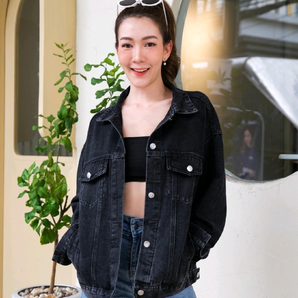 NEW แจ็คเก็ตยีนส์แขนยาวทรงเรียบหรู หญิงชายใส่ได้ รุ่น7010 - รูปที่ 3