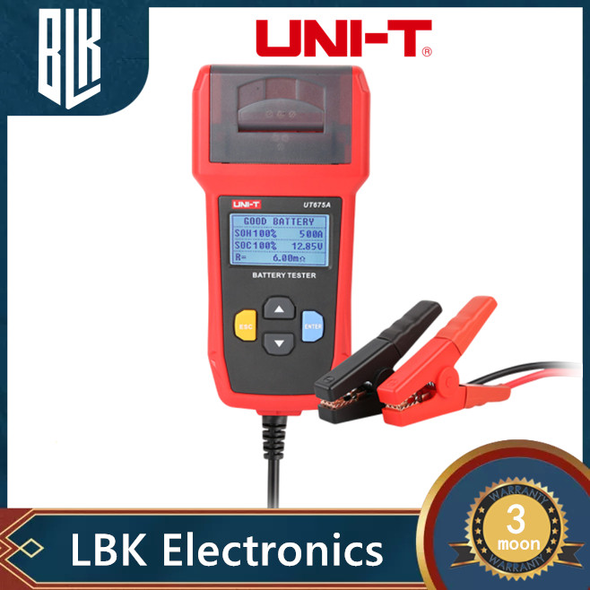 UNI-T UT675A เครื่องทอสอบแบตเตอร์รี่ 12V พิมพ์ผลได้ วัดแบต CCA รถยนต์ มอเตอร์ไซต์ Battery Tester
