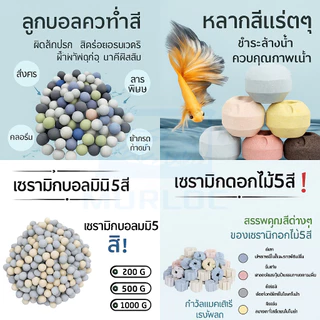🌈เซรามิกบอลกรองน้ำ 5 สี ดูดซับแอมโมเนีย ลดของเสีย ใส่บ่อปลา ตู้ปลา พร้อมส่ง✨
