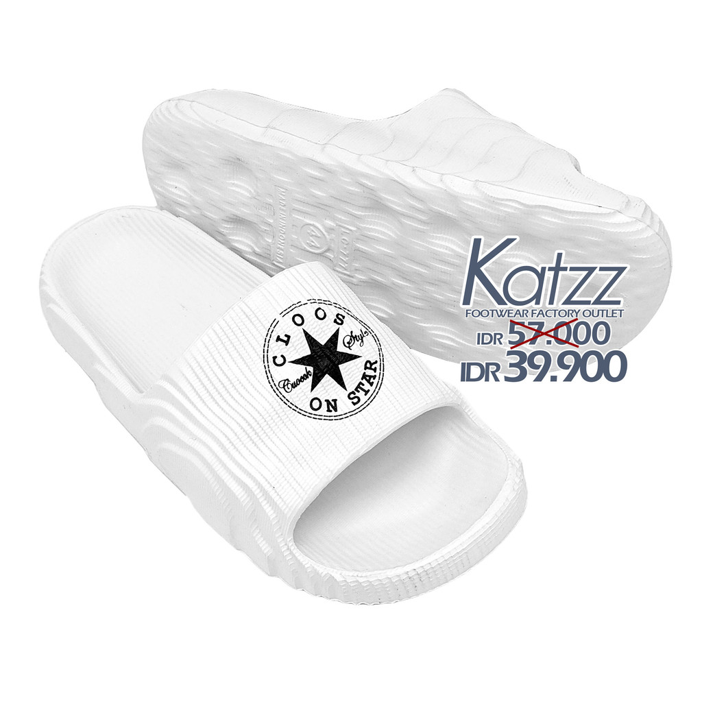 Katzz - รองเท้าแตะผู้ชาย Size 40 - 44 / รองเท้าแตะ Llop ลําลองสีขาว / รองเท้าแตะ Eva นุ่ม / รองเท้าแ