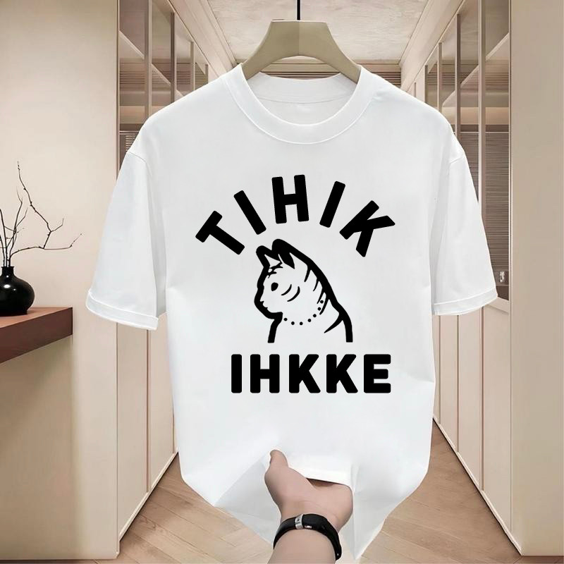 เสื้อยืดผู้หญิง คอกลม-แขนสั้น สกรีนลายแมวน่ารัก เสื้อยืดแฟชั่นสวยๆ เสื้อแมว สกรีนลายน่ารัก โอเวอร์ไซส์คนอ้วน