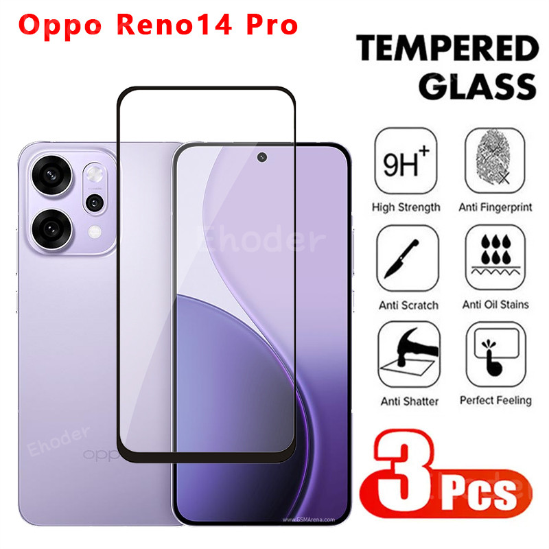 กระจกนิรภัยสําหรับ OPPO Reno 14 Pro 14F 4G 5G 2025 ป้องกันหน้าจอคลุมทั้งหมดกระจกป้องกันสําหรับ Reno14 Reno14Pro 14Pro PKZ110 Reno14F 14 Fฟิล์มแก้ว