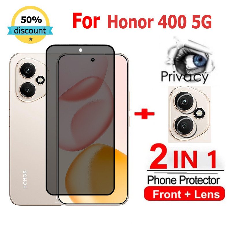2 in 1 ฟิล์ม Honor 400 5G ฟิล์มกระจกนิรภัยกันรอยหน้าจอ กันแอบมอง เพื่อความเป็นส่วนตัว สําหรับ Honor 400 200 100 90 70 50 Magic 7 6 5 Lite Pro X9C X8C X7C X9b X9a X8b X7b X7a X6a X50 X7 X8 X6a X9 ฟิล์มกันรอย ฟิล์มกล้อง