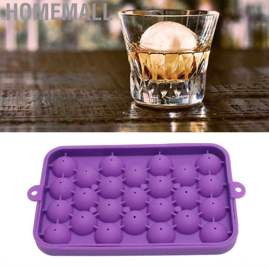 HomeMall Jeanoko 25 Grid Ice Cube Tray Easy Release Silicone Ball Maker Mold Mini Round Sphere มีฝาข
