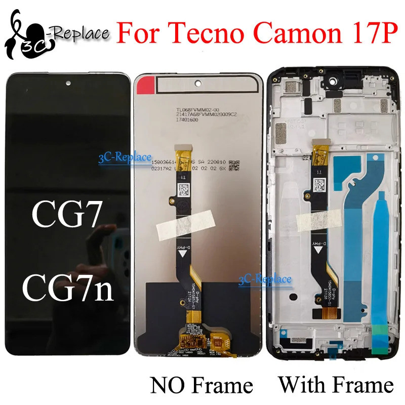 สีดํา 6.8 นิ้วสําหรับ Tecno Camon 17P CG7 CG7n จอแสดงผล LCD Touch Screen Digitizer Assembly เปลี่ยน/