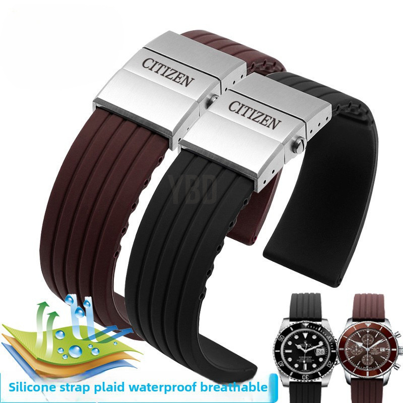 สายนาฬิกาซิลิโคนสีส้มขนาด 22 มม. สําหรับ Citizen BM8475/26E 00F00X Eco-Drive Men - สายสปอร์ตกันน้ํา