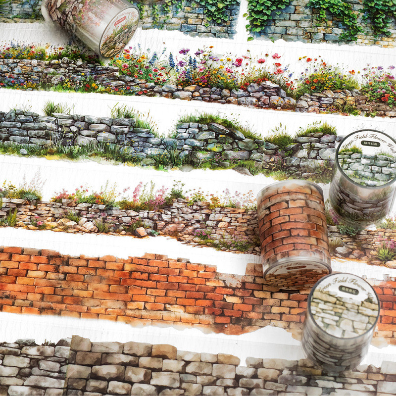 Journamm 50 มม.* 2 เมตร PET ดอกไม้เทปผนังตกแต่ง Junk Journal DIY Scrapbooking อุปกรณ์ Junk Journal C