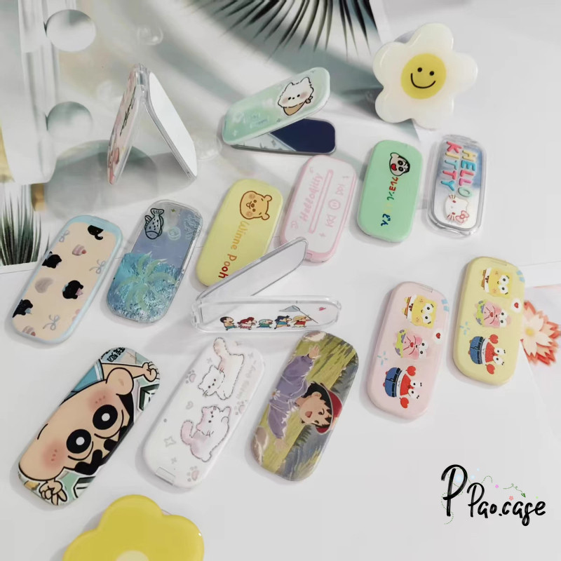 การ์ตูนแมวน่ารักขีดข่วนลูกแมวน่ารักคู่โทรศัพท์สากลเคสเคสบีบพับการแต่งหน้า