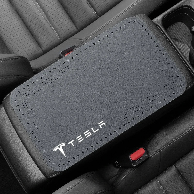 หนังรถที่เท้าแขน Pad กล่องเก็บฝาครอบ Protector สําหรับ Tesla รุ่น 3 รุ่น SX รุ่น Y Juniper SpaceX อุปกรณ์ตกแต่งภายใน