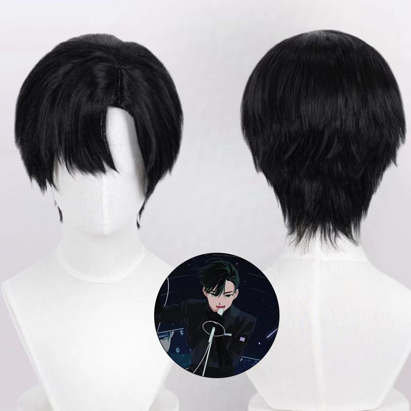 Alien Stage Ivan คอสเพลย์วิกผมสังเคราะห์สีดําสั้น 30 ซม. ทนความร้อน