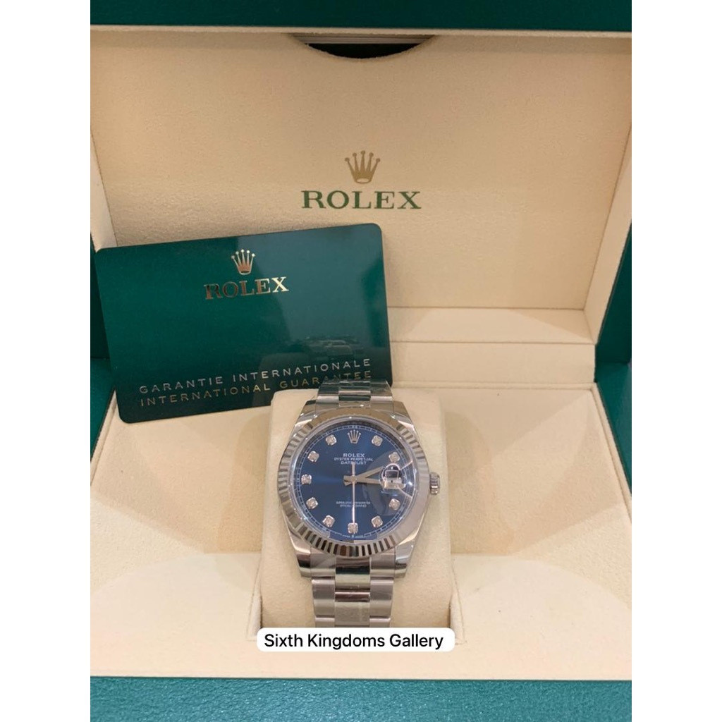 Rolex Datejust 41mm หน้าปัดสีน้ําเงิน พร้อมเพชร 10 ใบ 126334