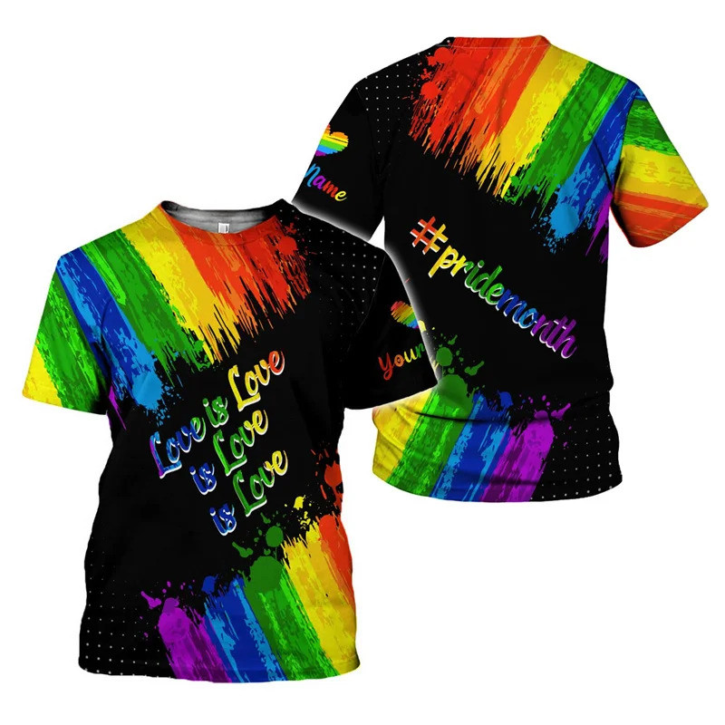 Custom LGBT Pride Flag 3D พิมพ์ T เสื้อสําหรับชายส่วนบุคคลชื่อเกย์คู่เสื้อยืด Rainbow Proud LGBTQ Te