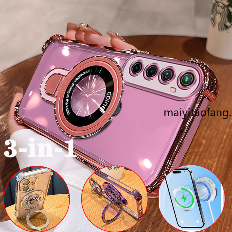 [3 in 1]สําหรับRealme 5 realme c3 realme 5i realme 6i 5 Proกันกระแทกกระจกขาตั้งAnti-Fallชุบเคสโทรศัพท์แบบนุ่มพร้อมตัวป้องกันเลนส์กล้องฝาหลังXXXB4 - รูปที่ 2