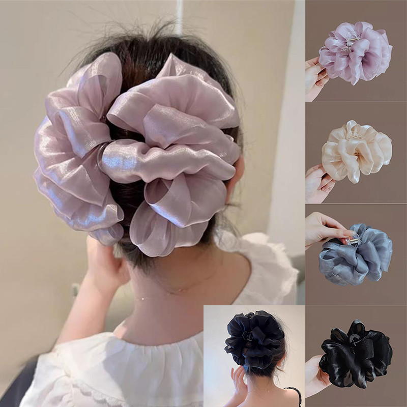 เส้นด้ายผ้าไหมระดับไฮเอนด์ Cloud Bubble Grab Clip กิ๊บติดผมขนาดใหญ่สำหรับผู้หญิง