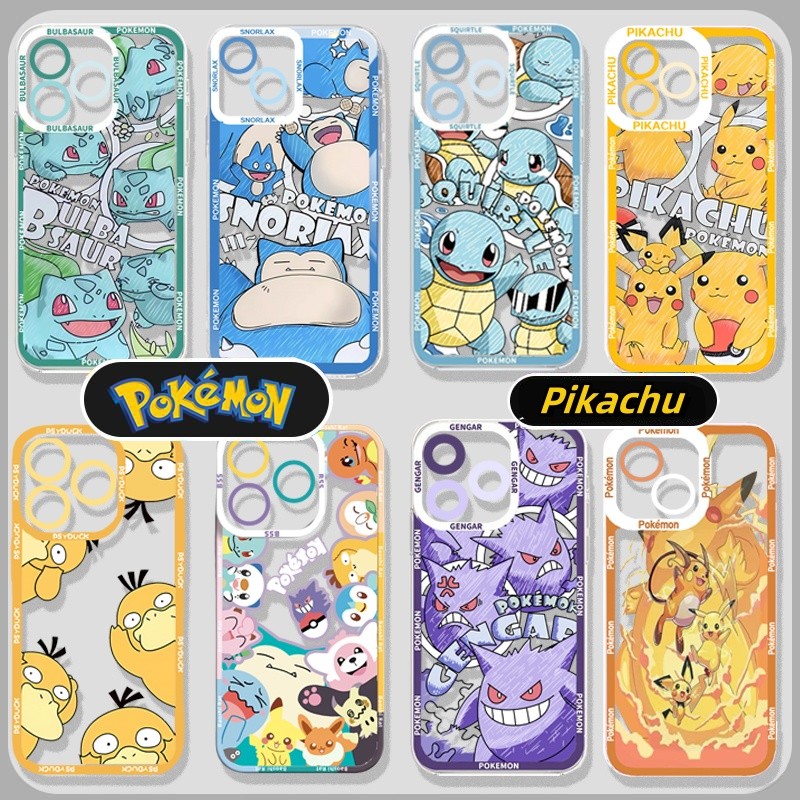 อะนิเมะ Pokemon โทรศัพท์มือถือสําหรับ Samsung Galaxy A06 A05 A05S A14 A15 A33 A73 A34 A35 A12 S20 A7 2018 การ์ตูน Gengar Pikachu Squirtle Bulbasaurasaur