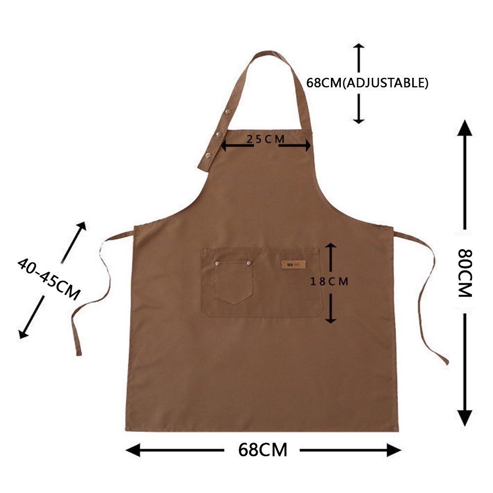 จัดส่งในพื้นที่ ผ้ากันเปื้อน อุปกรณ์ครัว ผ้ากันเปื้อนเอี๊ยมปรับสีทึบกันน้ำกันคราบกับสองกระเป๋าครัวเชฟท apron - รูปที่ 6