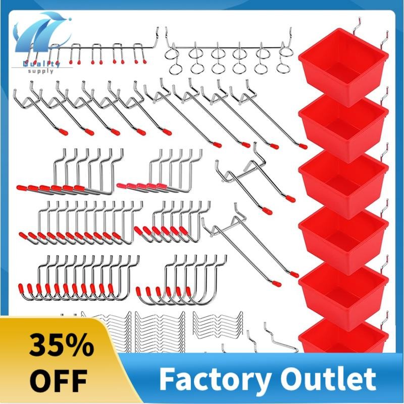 121 ชิ้น Pegboard ตะขอชุด,อุปกรณ์เสริม Pegboard พร้อมตะขอโลหะ, Peg Board Organizer อุปกรณ์เสริม, Peg