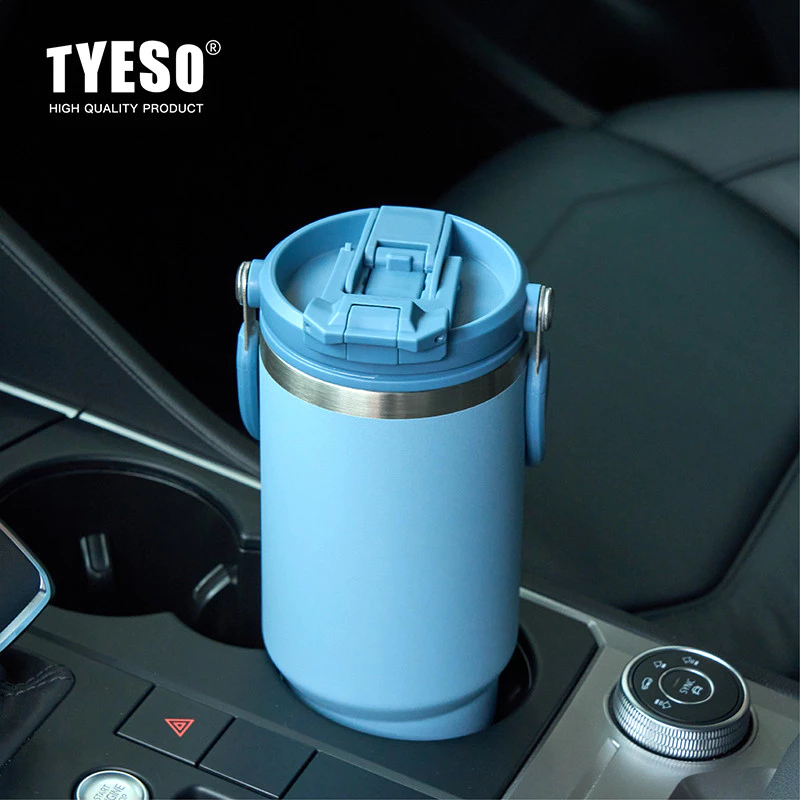 TYESO 01-01022/23/24/25/26 600ML/750MTumbler พร้อมที่จับ,ขวดน้ําฉนวนสุญญากาศพร้อมฝาปิด 2-in-1 และฟาง,ถ้วยกาแฟสแตนเลสผนังคู่แก้วเดินทางป้องกันการรั่วพลิก thumbnail 8