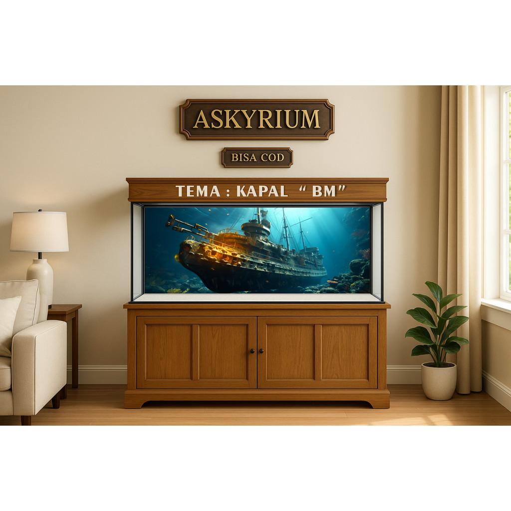 สติ๊กเกอร์ AQUARIUM BACKGROUND WALLPAPER ภายใต้ทะเล เรือ อ่างล้างจาน BM AP