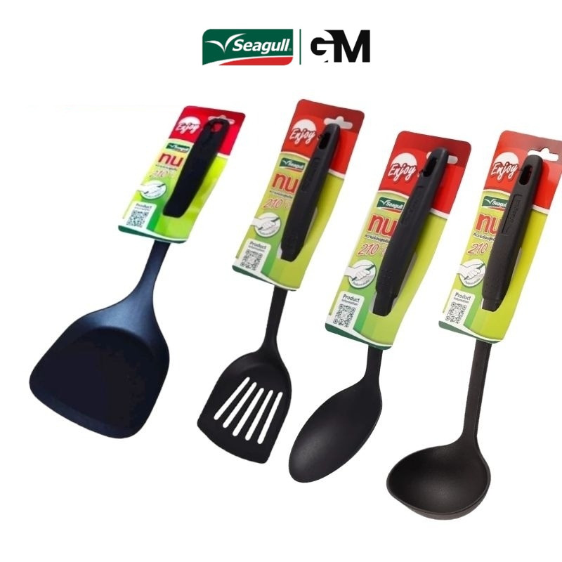 Seagull ตะหลิวไนลอน กระบวยไนลอน ทัพพีไนลอน เอนจอย Enjoy ตรานกนางนวล ตะหลิวโปร่งพลาสติก ตะหลิวเจาะรู 