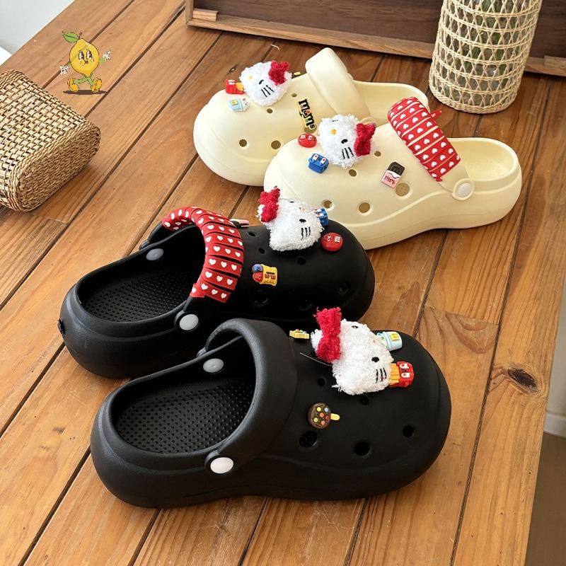[mozh] 11 ชิ้น/เซ็ตชุดน่ารักการ์ตูน Hello Kitty Charm รองเท้าหัวเข็มขัดอุปกรณ์เสริม DIY ที่ถอดออกได้ไม้ Clogs รองเท้าแตะหัวเข็มขัดตกแต่ง [TH]