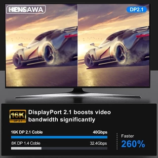HENSAWA DP 2.1 1.4 สาย DisplayPort สาย DP ถึง DP รองรับ 16K 60Hz 8K 60Hz 120hz 4k 240hz สําหรับแล็ปท็อปทีวี