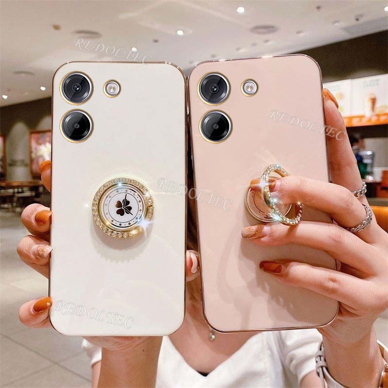 POCO M7 Pro 5Gปลอกเคสดีไซน์ใหม่Xiaomi POCOM7 หรูหราซิลิโคนอ่อนนุ่มฝาครอบโทรศัพท์Electroplatedพร้อมแหวนที่วางขาตั้ง