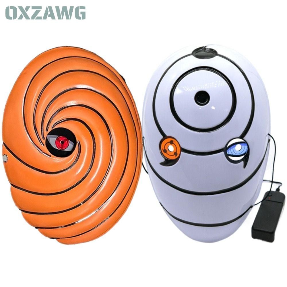OXZAWG Glowing Naruto , Tobi Cosplay Sharingan Face Cover, Role Play Uchiha Obito Full Face White