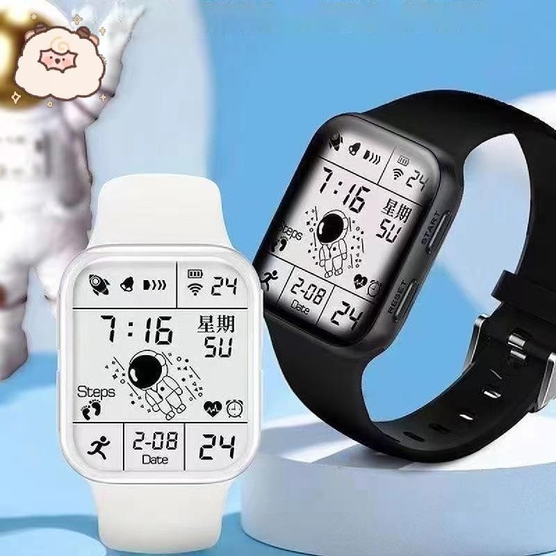 นาฬิกานักบินอวกาศ LED Sports นาฬิกาดิจิตอลกันน้ํา 100% สําหรับผู้ชายและผู้หญิง