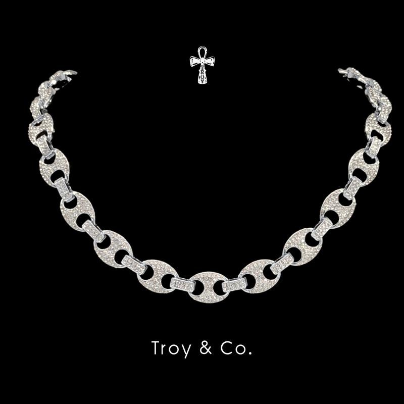 Looped Circle Chain เพชร CZ  โซ่วงกลมเชื่อม iced out สร้อยคอคิวบัน ดีไซน์ยูนีค TDN018 Troy & Co.