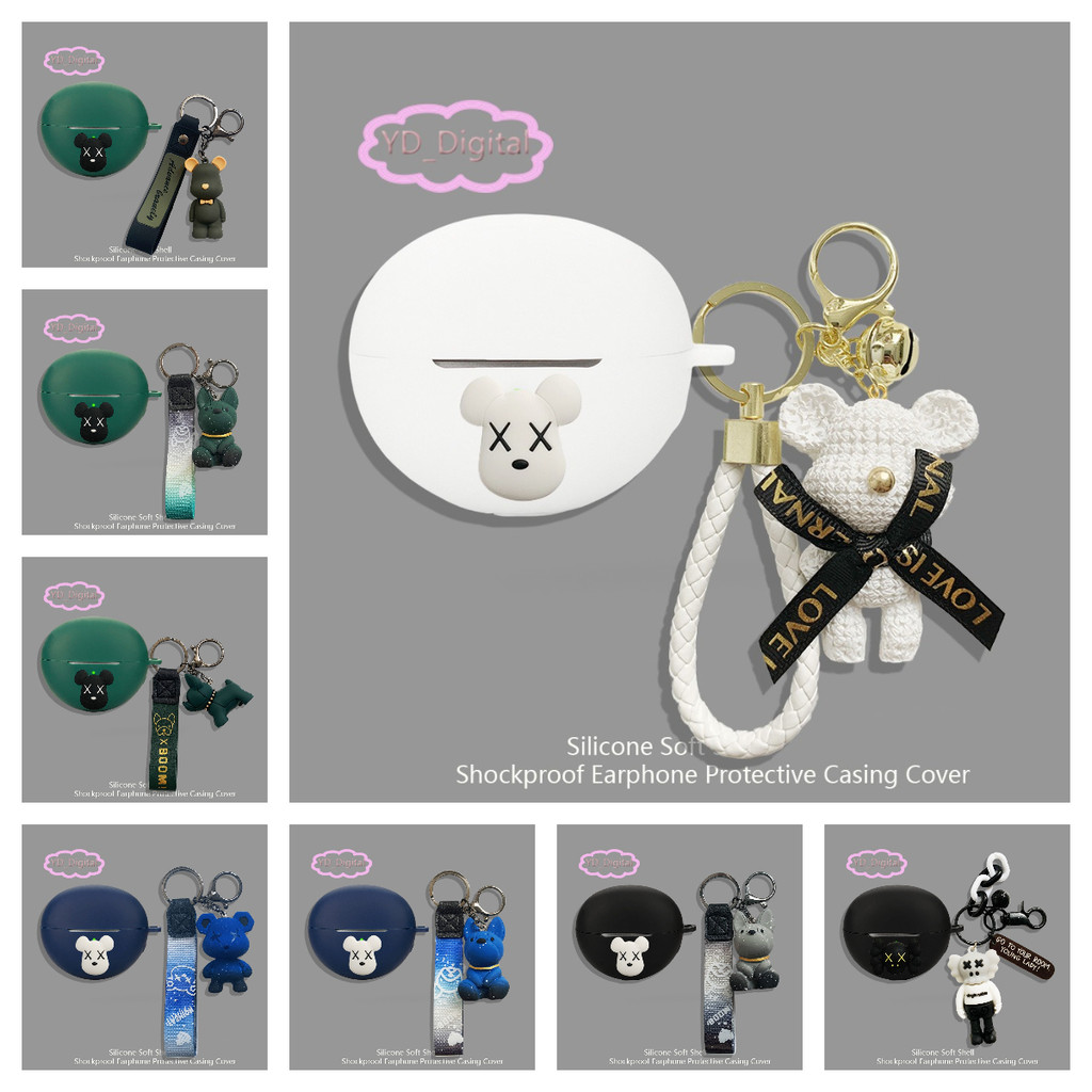 for Honor CHOICE EarBuds Clip Earphone Cover Cute Cartoon Silicone Case Headphone Protective Soft Casing Cover Earbuds Sleeve Cartoon Pendant