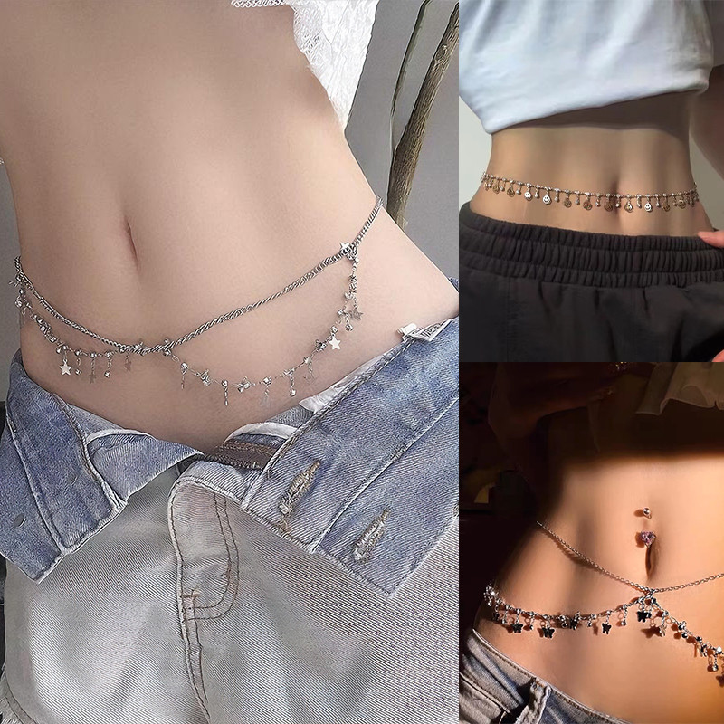 swim girlสร้อยเอว สายโซ่คล้องเอว แบบสองชั้น แฟชั่นสําหรับผู้หญิง ใส่ไปทะเล COD